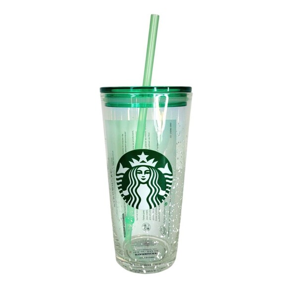 Starbucks Holiday Iridescent Glass Mermaid Snow Flakes Tumbler Cold Cup 18oz NEW
